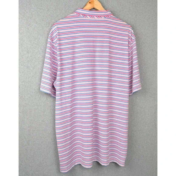 Vineyard Vines Polo Shirt XL Pink Blue Stripe Short Sleeve Mens - Picture 2 of 11